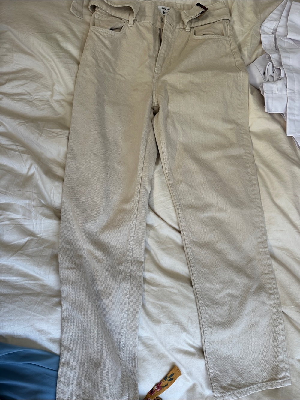 Reformation Women’s Straight Jeans in Natural Cream Unworn 27 - Picture 4 of 5
